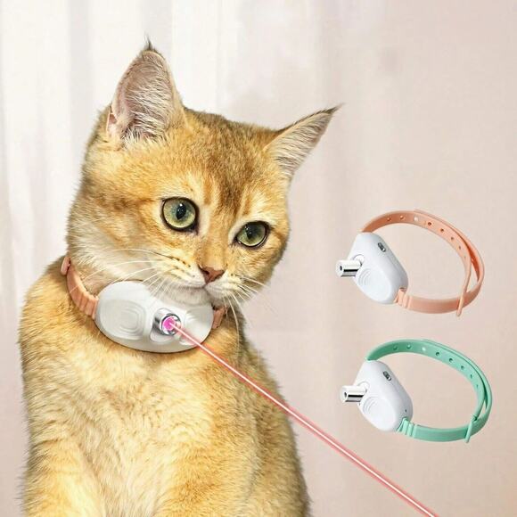 NEW 2x‎ Tech Cat Toys- Laser Light Pointer Collar Flying Disc Kitten Interactive - Picture 3 of 7